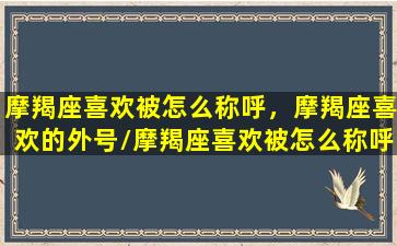 摩羯座喜欢被怎么称呼，摩羯座喜欢的外号/摩羯座喜欢被怎么称呼，摩羯座喜欢的外号-我的网站