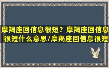 摩羯座回信息很短？摩羯座回信息很短什么意思/摩羯座回信息很短？摩羯座回信息很短什么意思-我的网站