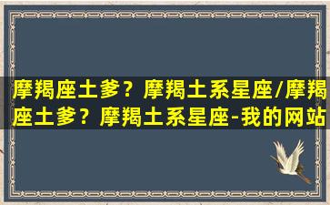 摩羯座土爹？摩羯土系星座/摩羯座土爹？摩羯土系星座-我的网站(摩羯座土象)