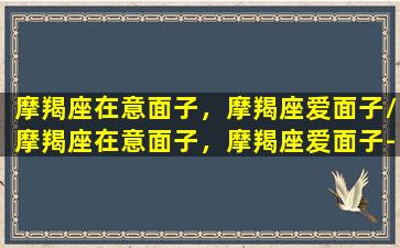 摩羯座在意面子，摩羯座爱面子/摩羯座在意面子，摩羯座爱面子-我的网站