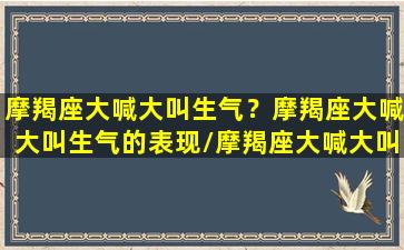 摩羯座大喊大叫生气？摩羯座大喊大叫生气的表现/摩羯座大喊大叫生气？摩羯座大喊大叫生气的表现-我的网站