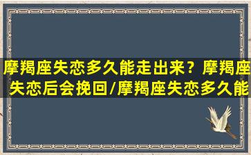 摩羯座失恋多久能走出来？摩羯座失恋后会挽回/摩羯座失恋多久能走出来？摩羯座失恋后会挽回-我的网站