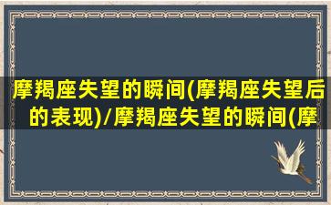 摩羯座失望的瞬间(摩羯座失望后的表现)/摩羯座失望的瞬间(摩羯座失望后的表现)-我的网站