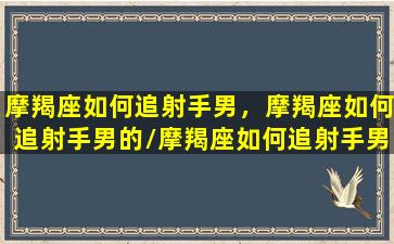 摩羯座如何追射手男，摩羯座如何追射手男的/摩羯座如何追射手男，摩羯座如何追射手男的-我的网站