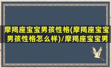 摩羯座宝宝男孩性格(摩羯座宝宝男孩性格怎么样)/摩羯座宝宝男孩性格(摩羯座宝宝男孩性格怎么样)-我的网站