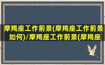 摩羯座工作前景(摩羯座工作前景如何)/摩羯座工作前景(摩羯座工作前景如何)-我的网站