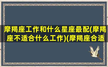 摩羯座工作和什么星座最配(摩羯座不适合什么工作)(摩羯座合适做什么工作)