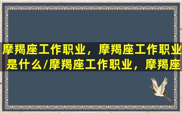 摩羯座工作职业，摩羯座工作职业是什么/摩羯座工作职业，摩羯座工作职业是什么-我的网站