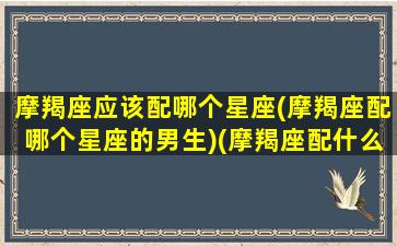 摩羯座应该配哪个星座(摩羯座配哪个星座的男生)(摩羯座配什么星座最好)