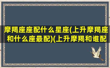 摩羯座座配什么星座(上升摩羯座和什么座最配)(上升摩羯和谁配)