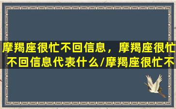 摩羯座很忙不回信息，摩羯座很忙不回信息代表什么/摩羯座很忙不回信息，摩羯座很忙不回信息代表什么-我的网站