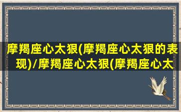 摩羯座心太狠(摩羯座心太狠的表现)/摩羯座心太狠(摩羯座心太狠的表现)-我的网站