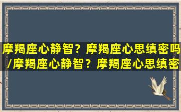 摩羯座心静智？摩羯座心思缜密吗/摩羯座心静智？摩羯座心思缜密吗-我的网站