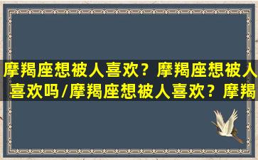 摩羯座想被人喜欢？摩羯座想被人喜欢吗/摩羯座想被人喜欢？摩羯座想被人喜欢吗-我的网站