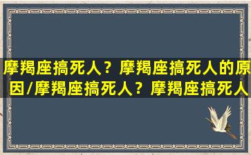 摩羯座搞死人？摩羯座搞死人的原因/摩羯座搞死人？摩羯座搞死人的原因-我的网站