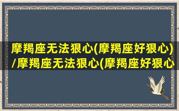 摩羯座无法狠心(摩羯座好狠心)/摩羯座无法狠心(摩羯座好狠心)-我的网站