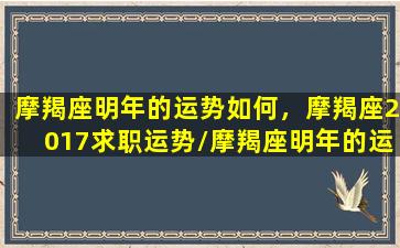 摩羯座明年的运势如何，摩羯座2017求职运势/摩羯座明年的运势如何，摩羯座2017求职运势-我的网站