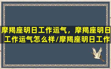 摩羯座明日工作运气，摩羯座明日工作运气怎么样/摩羯座明日工作运气，摩羯座明日工作运气怎么样-我的网站