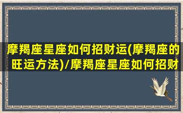 摩羯座星座如何招财运(摩羯座的旺运方法)/摩羯座星座如何招财运(摩羯座的旺运方法)-我的网站