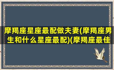 摩羯座星座最配做夫妻(摩羯座男生和什么星座最配)(摩羯座最佳伴侣星座)