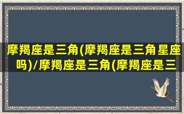 摩羯座是三角(摩羯座是三角星座吗)/摩羯座是三角(摩羯座是三角星座吗)-我的网站