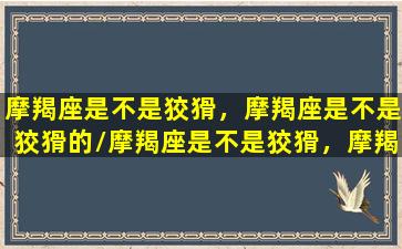 摩羯座是不是狡猾，摩羯座是不是狡猾的/摩羯座是不是狡猾，摩羯座是不是狡猾的-我的网站