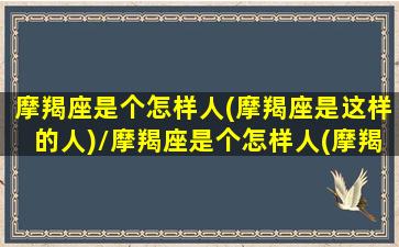 摩羯座是个怎样人(摩羯座是这样的人)/摩羯座是个怎样人(摩羯座是这样的人)-我的网站