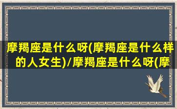 摩羯座是什么呀(摩羯座是什么样的人女生)/摩羯座是什么呀(摩羯座是什么样的人女生)-我的网站