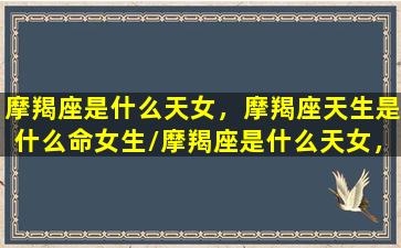 摩羯座是什么天女，摩羯座天生是什么命女生/摩羯座是什么天女，摩羯座天生是什么命女生-我的网站