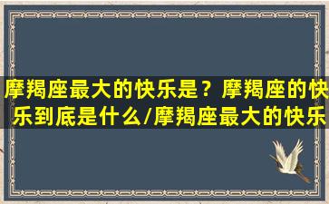 摩羯座最大的快乐是？摩羯座的快乐到底是什么/摩羯座最大的快乐是？摩羯座的快乐到底是什么-我的网站