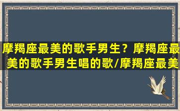 摩羯座最美的歌手男生？摩羯座最美的歌手男生唱的歌/摩羯座最美的歌手男生？摩羯座最美的歌手男生唱的歌-我的网站