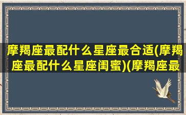 摩羯座最配什么星座最合适(摩羯座最配什么星座闺蜜)(摩羯座最搭配哪个星座)