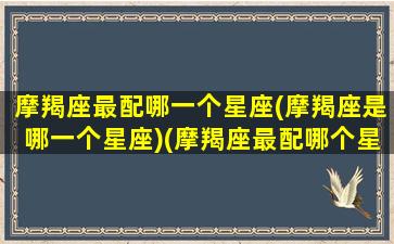 摩羯座最配哪一个星座(摩羯座是哪一个星座)(摩羯座最配哪个星座最搭配)