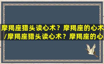 摩羯座猎头读心术？摩羯座的心术/摩羯座猎头读心术？摩羯座的心术-我的网站