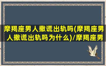 摩羯座男人撒谎出轨吗(摩羯座男人撒谎出轨吗为什么)/摩羯座男人撒谎出轨吗(摩羯座男人撒谎出轨吗为什么)-我的网站