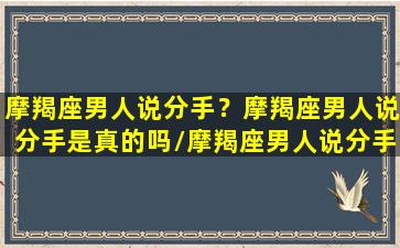 摩羯座男人说分手？摩羯座男人说分手是真的吗/摩羯座男人说分手？摩羯座男人说分手是真的吗-我的网站