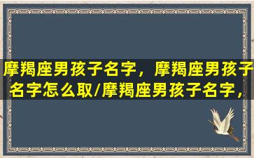 摩羯座男孩子名字，摩羯座男孩子名字怎么取/摩羯座男孩子名字，摩羯座男孩子名字怎么取-我的网站