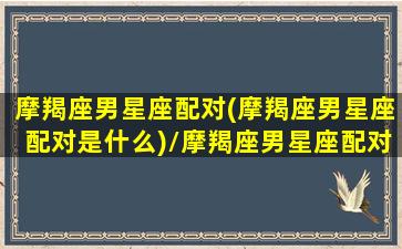 摩羯座男星座配对(摩羯座男星座配对是什么)/摩羯座男星座配对(摩羯座男星座配对是什么)-我的网站