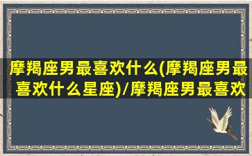 摩羯座男最喜欢什么(摩羯座男最喜欢什么星座)/摩羯座男最喜欢什么(摩羯座男最喜欢什么星座)-我的网站