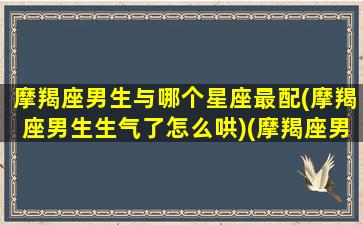 摩羯座男生与哪个星座最配(摩羯座男生生气了怎么哄)(摩羯座男生和谁最匹配)