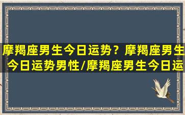 摩羯座男生今日运势？摩羯座男生今日运势男性/摩羯座男生今日运势？摩羯座男生今日运势男性-我的网站