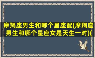 摩羯座男生和哪个星座配(摩羯座男生和哪个星座女是天生一对)(摩羯座男生和哪个星座的女生最配)