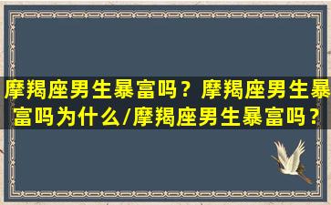 摩羯座男生暴富吗？摩羯座男生暴富吗为什么/摩羯座男生暴富吗？摩羯座男生暴富吗为什么-我的网站