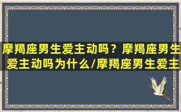 摩羯座男生爱主动吗？摩羯座男生爱主动吗为什么/摩羯座男生爱主动吗？摩羯座男生爱主动吗为什么-我的网站