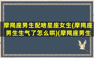 摩羯座男生配啥星座女生(摩羯座男生生气了怎么哄)(摩羯座男生配什么)