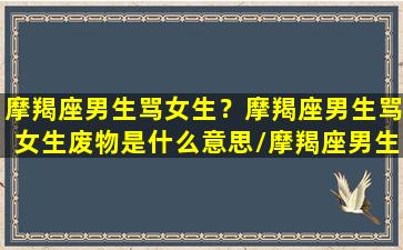 摩羯座男生骂女生？摩羯座男生骂女生废物是什么意思/摩羯座男生骂女生？摩羯座男生骂女生废物是什么意思-我的网站