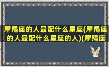 摩羯座的人最配什么星座(摩羯座的人最配什么星座的人)(摩羯座最般配哪个星座)