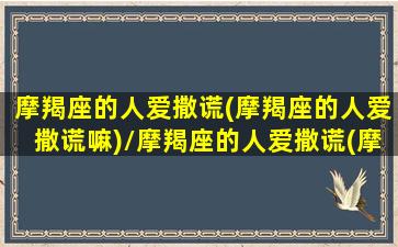 摩羯座的人爱撒谎(摩羯座的人爱撒谎嘛)/摩羯座的人爱撒谎(摩羯座的人爱撒谎嘛)-我的网站