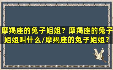 摩羯座的兔子姐姐？摩羯座的兔子姐姐叫什么/摩羯座的兔子姐姐？摩羯座的兔子姐姐叫什么-我的网站