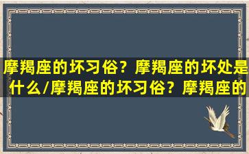 摩羯座的坏习俗？摩羯座的坏处是什么/摩羯座的坏习俗？摩羯座的坏处是什么-我的网站